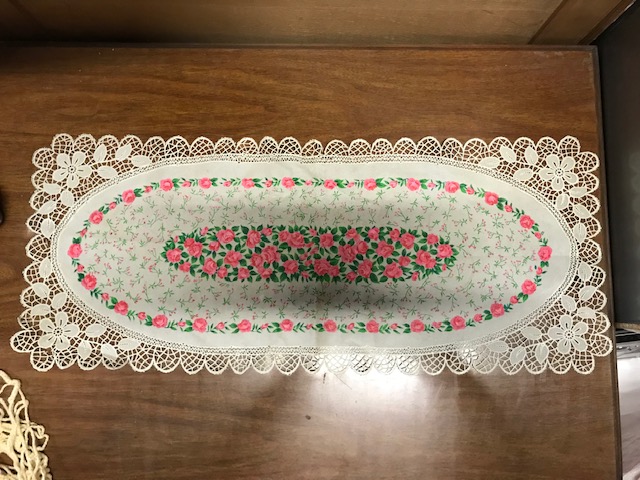 Vintage Tischdecke abwaschbar oval Rosa Rosen