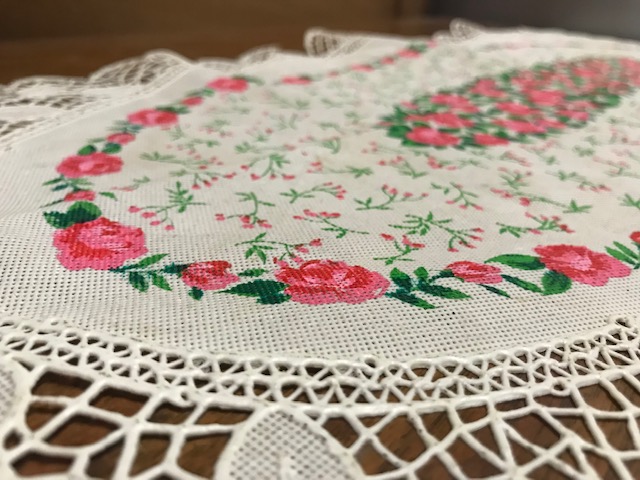 Vintage Tischdecke abwaschbar oval Rosa Rosen