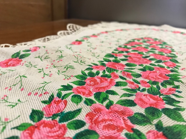 Vintage Tischdecke abwaschbar oval Rosa Rosen
