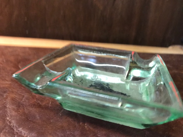 Vintage Aschenbecher "Pfeifenraucher" aus Glas