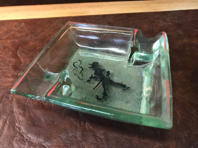 Vintage Aschenbecher "Pfeifenraucher" aus Glas