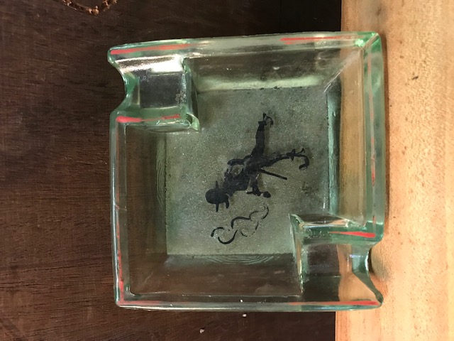 Vintage Aschenbecher "Pfeifenraucher" aus Glas