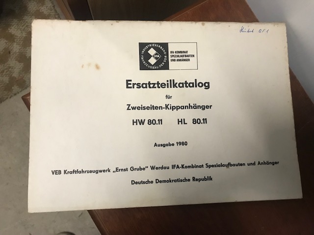 Ersatzteilkatalog Für HW80.11 HL 80.11 1980