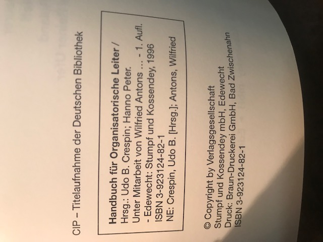 Handbuch für Organisatorische Leiter, 1996
