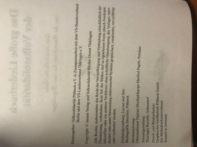 Das große Liederbuch der Volkssolidarität