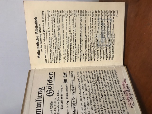 Sammlung Göschen, Geschichte der Mathematik