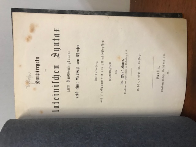 Hauptregeln Lateinische Syntax 1881