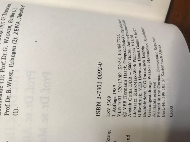 Haack Kartenbuch Afrika, 1. Auflage