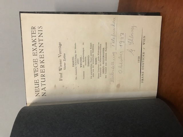 Neue Wege exakter Naturerkenntnis, 1939