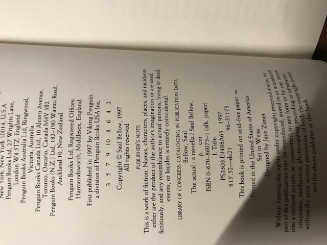 Saul Bellow, The Actual
