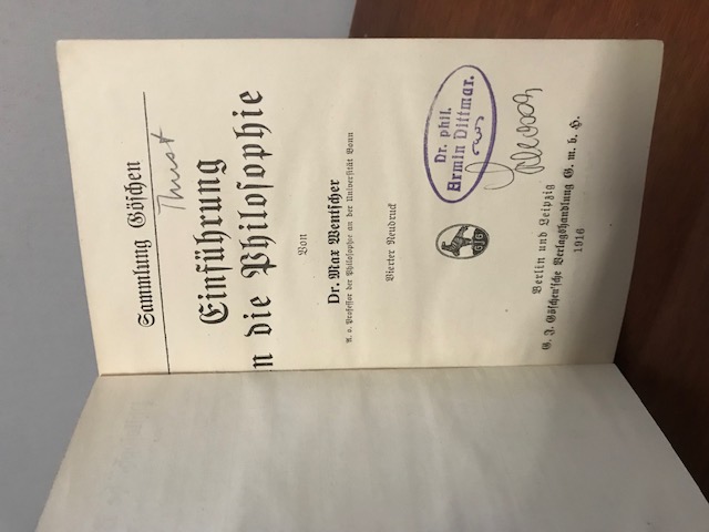 Einführung in die Philosophie, Wentscher
