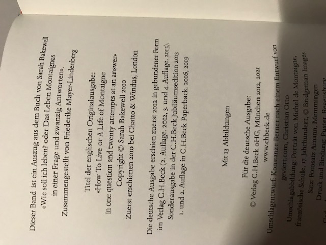 Montaigne oder Das Glück, mit Büchern zu leben, Be