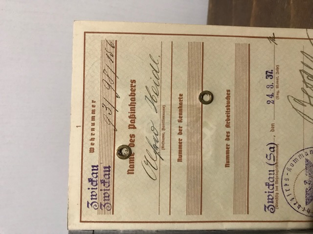 Wehrpass, ausgestellt 1937