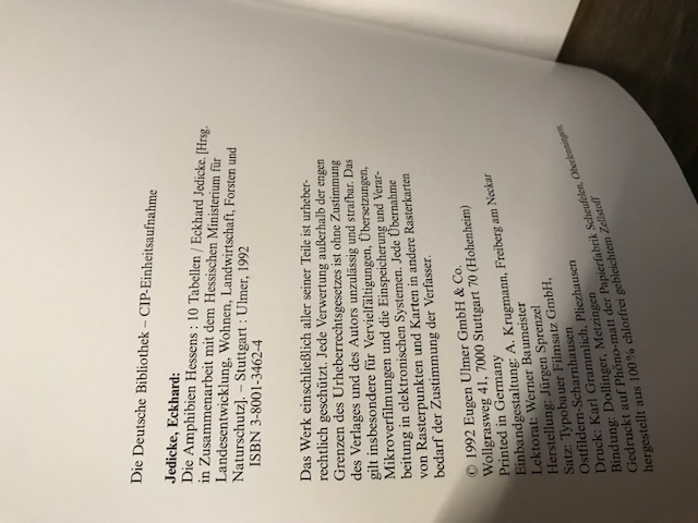 Die Amphibien Hessens, Jedicke