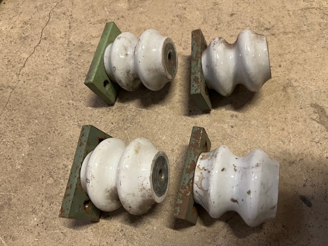 Vintage Isolatoren Keramik 4-teilig 6,5cm 
