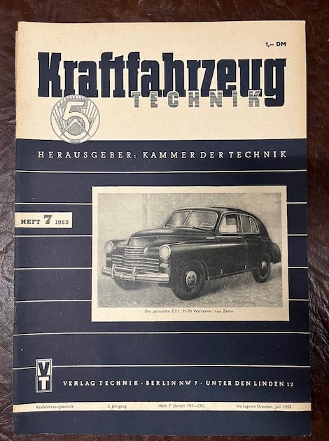 Zeitschriften Kraftfahrzeug Technik Jahrgang 1953