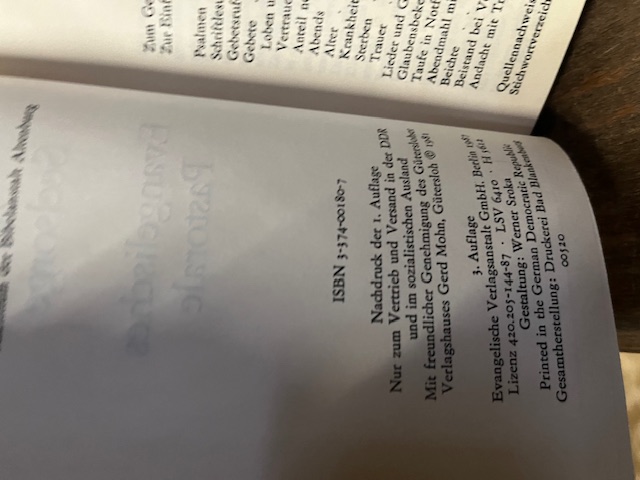 Gebet und Lesungen zur Seelsorge 1987