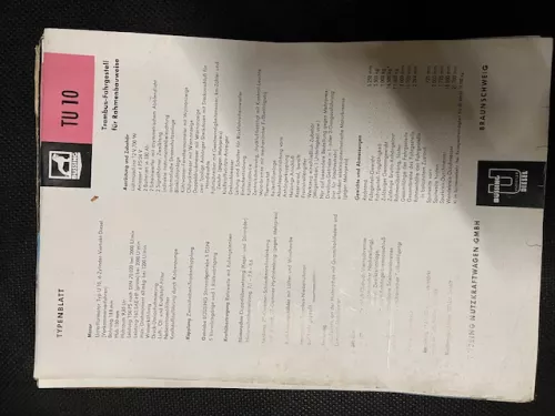7 x B&uuml;ssing Prospekte TU10, TU5, etc.